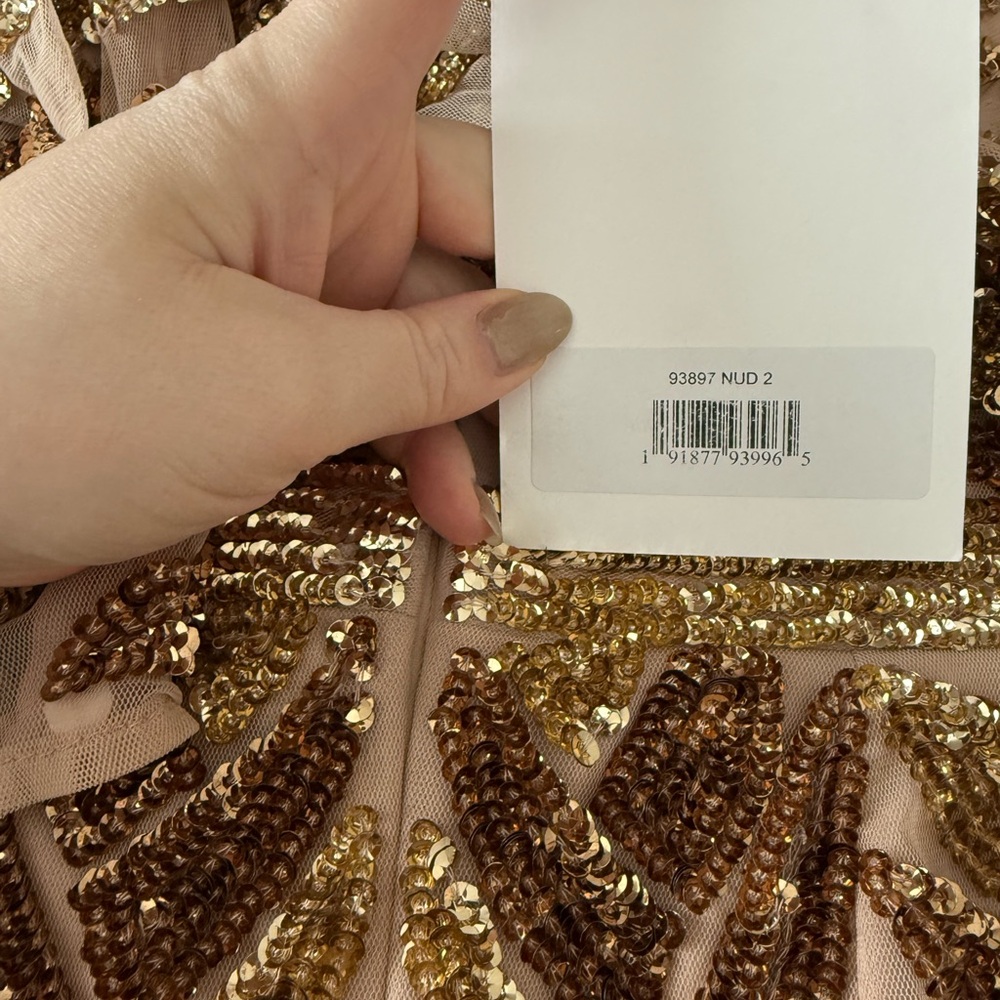 Mac Duggal Gold and Bronze Long Sleeve Dress - Picture 6 of 6